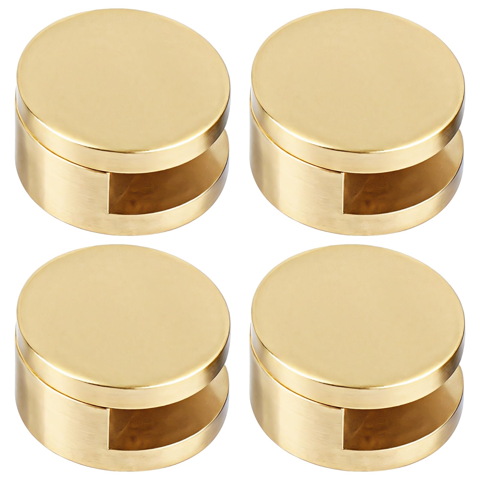 Brushed Gold Copper Mirror Clips 4-Pack, Heavy Duty Wall-Mount Mirror Holders With Round Covers, Decorative Brackets For Bathroom