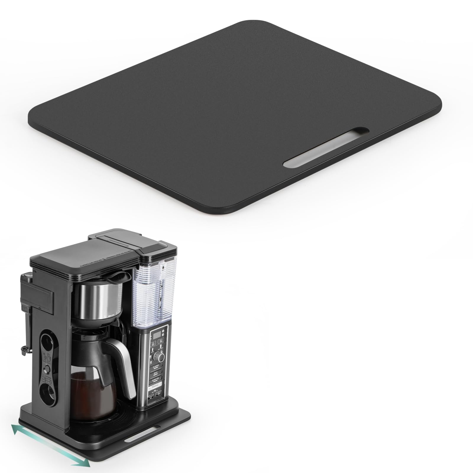 ANBOXIT Metal Appliance Slider, Sliding Tray for Coffee Maker,360° Effortless Movement,Small Appliance Rolling Tray for Counter, Coffee Pot Slider, Wide - Small (10"D x 12"W)