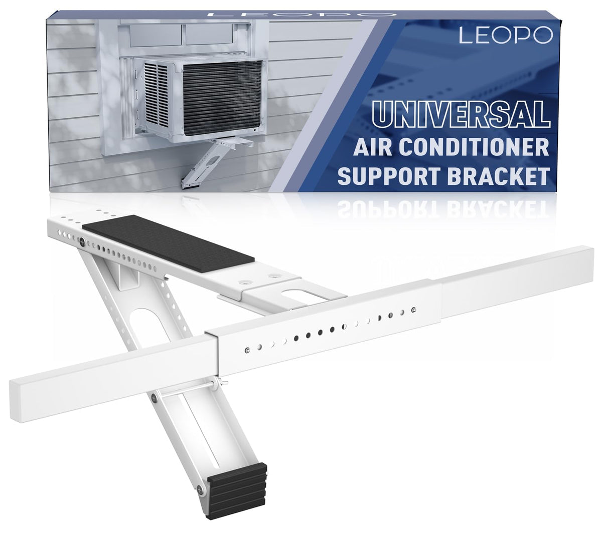 LEOPO No Drilling Air Conditioner Support Bracket, HVAC Brackets Fits Single & Double-Hung Windows, Heavy Duty Single Arm Support Window AC Bracket?Holds Up to 165lbs, for 5000-12000 BTU Units