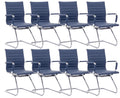 Cimota Waiting Room Chairs Leather Office Guest Chair Mid Back Reception Chairs with Sled Base for Meeting/patient/conference Room, Navy Set of 8