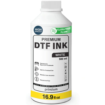 DTF Ink White 16.9 fl oz (500ml) | High Opacity Clog-Free Formula | Compatible with ET8550 L1800 XP600 I3200 4720 XP15000 & All Printheads | Reliable Color Accuracy & Smooth Flow
