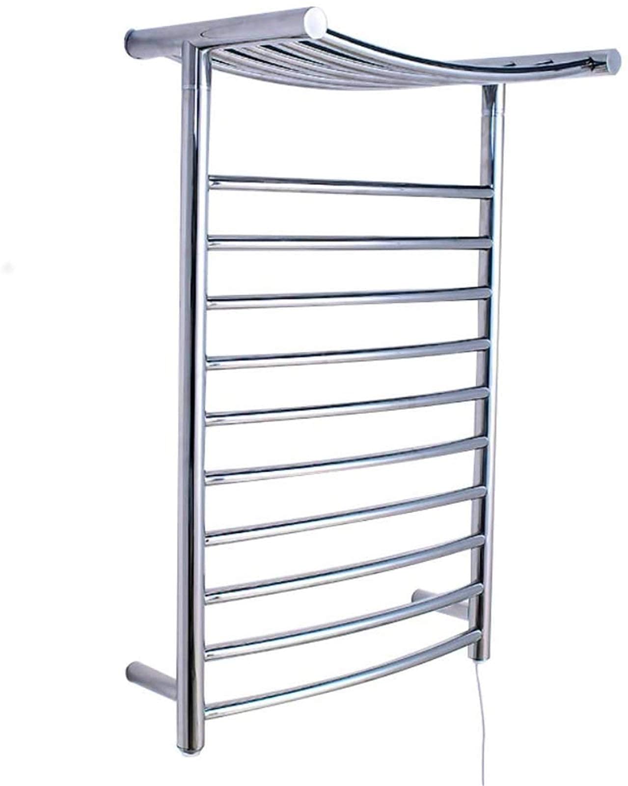 Heated Towel Rail Rails Wall Mounted Electric Towel Warmer, Electric Heated Laundry Drying Rack with Storage Shelf, Stainless Steel Polished Suitable for Bathroom,Plugin (Color : H