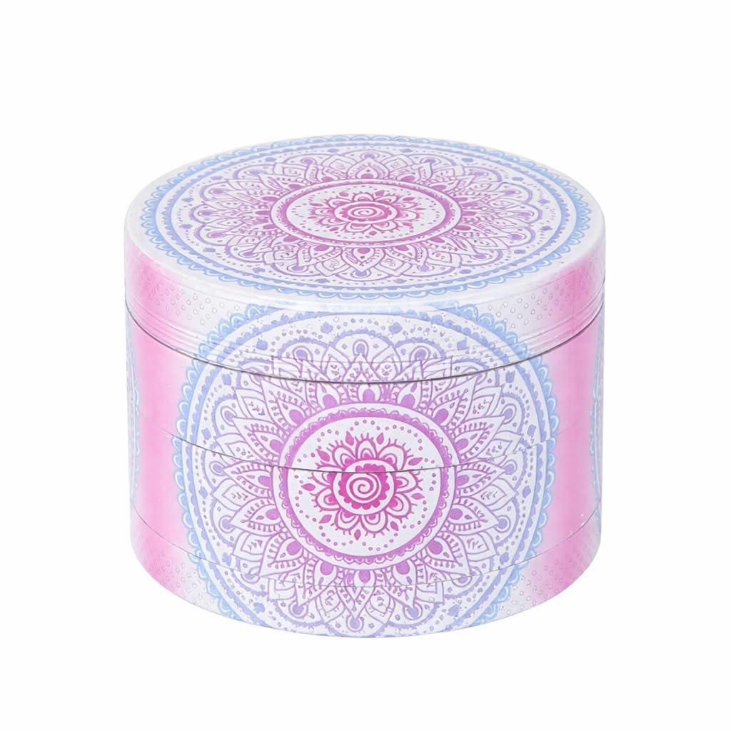 Cool Manual Spice Grinder, Calm Precision Die-Cast Zinc Alloy Grinder for Smooth Quiet Grinding, Mandala Style Decorative Kitchen & Desk Lifestyle Accessory (Pink & Blue Gradient Mandala)