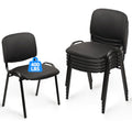 Clatina Stackable Waiting Room Chairs, Pu Leather Guest Reception Chair with Upholstered Thickene Seat and Back Support, Stacking Chair Metal