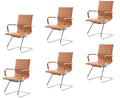 Cimota Waiting Room Chairs Leather Office Guest Chair Mid Back Reception Chairs with Sled Base for Meeting/patient/conference Room, Brownish