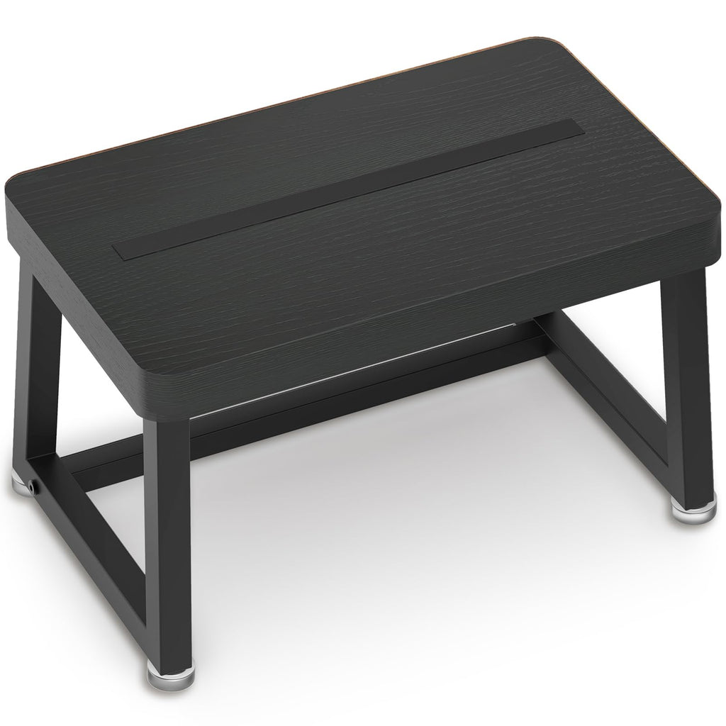 Itsst Wooden Step Stool for Adults Small Bed Step Stool with 500lb, Black