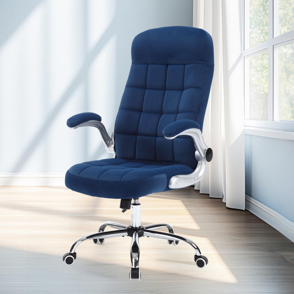 Reficcer High Back Velvet Comfy Office Chair, Blue, 21.25in x 21.25in x 48.22in