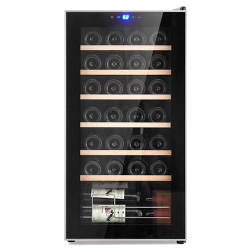 EcoSummer 28 Bottle Compressor Wine Cooler, with Adjustable Temperature Control - Freestanding Beverage Refrigerator for Red, White, Champagne, Beer, Soda