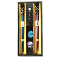 Terra Distribution Premium Japanese Chopsticks Reusable with Chopsticks Rest Set of 2 Pairs[ Made in Japan ] Traditional Lacquer Art Wooden Chopsticks (Cherry Blossom BL/PU(MK025)), Black