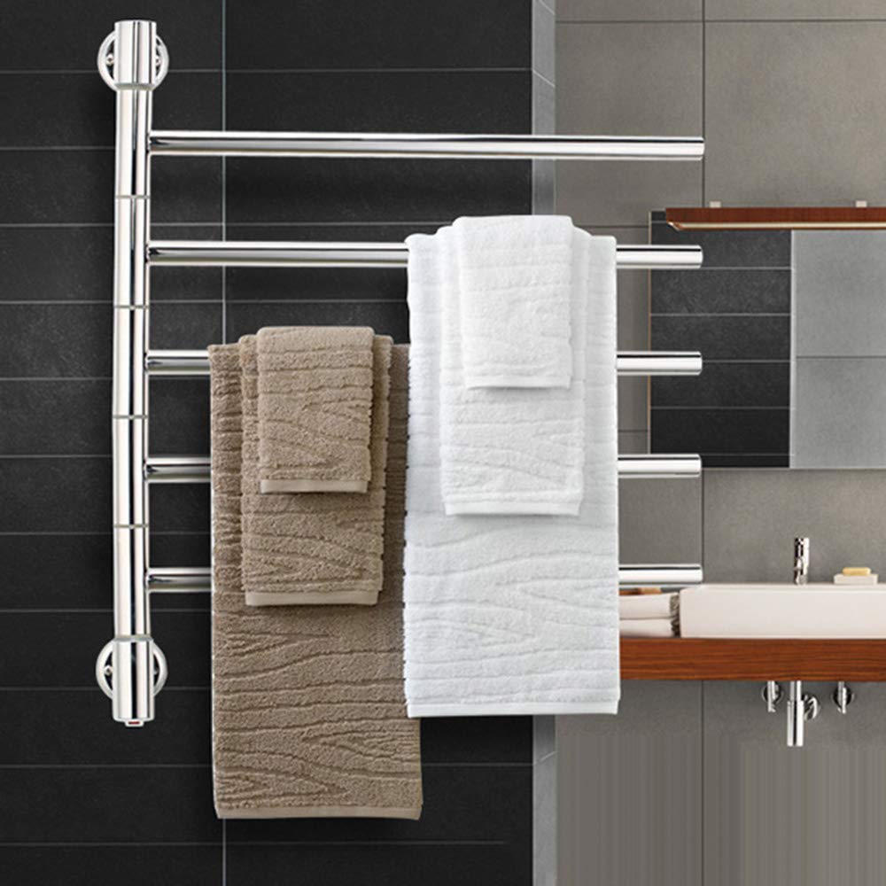APUM 5-Bars Wall Mount Towel Heater, Hot Towel Warmer and Heated Drying Rack, Electric Hard Wired Warming Towel Rack for Bathroom