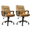 Clatina Brown Office Computer Chair Pu Leather Executive Office Chair Swivel Adjustable Height Chairs with Upholstery Fixed Armrest Mid-back