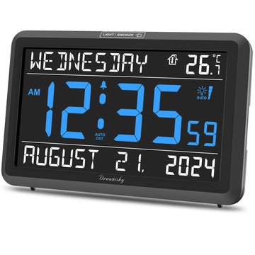 DreamSky Large Digital Clock with Date and Day of Week for Seniors