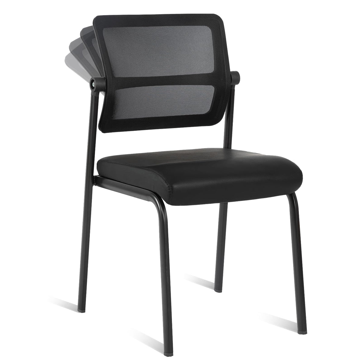 Clatina Stackable Waiting Room Chairs No Wheels, Leather Reception Guest Chair with Padded Arm, Conference Room Chairs for Office Home Desk