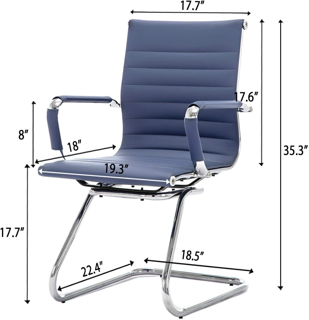 Hny 6-pack Pu Leather Office Guest Chairs, 6 PCS, Navy
