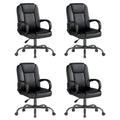 Keratee Executive Office Chair, Leather Desk Computer Chair with Armrests, Mid-back Swivel Adjustable Ergonomic Design for Home Office, 4pc,