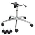 Frassie Metal Chair Base Set Replacement with Plate & Cylinder, 5 Wheels, Silver