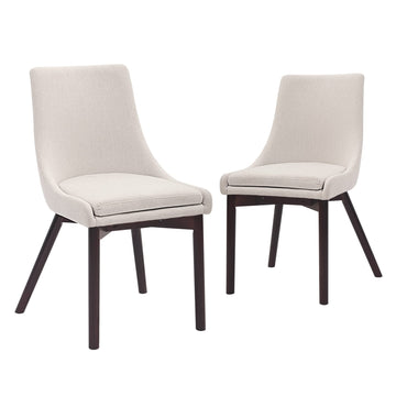 CangLong Upholstered Fabric Chairs and Solid Wood Legs for Kitchen Dining Bedroom Living Room, Set of 2, Beige 1