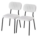 Vingli Modern Fabric Padded Stacking Dining Chair Set of 2 for Home, White, 2 Pack, White Linen