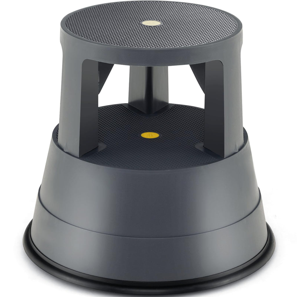 Giantex Rolling Step Stool, Library Stool W/non-slip Platform, Thick Rubber Ring, Outdoor Indoor Portable Round Step Stools with Wheels for
