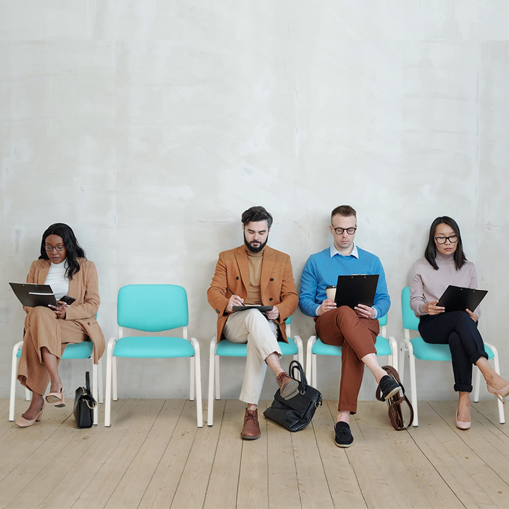 Vingli 5-pack Waiting Room Chairs, Stackable Chair for Office, Pu-blue