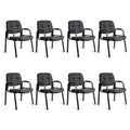 Clatina Waiting Room Guest Chair with Bonded Leather Padded Arm Rest for Office Reception and Conference Desk Black 8 Pack