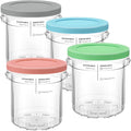 Replacement for Ninja Creami Deluxe (4 Pack, 24oz), XL Cups with Lids Compatible with NC501 & NC500 Series 11-in-1 Deluxe Ice Cream Maker,Newly Upgraded Easy-Grip Detachable Handle