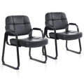 Clatina Big & Tall Waiting Room Guest Chair with Bonded Leather Padded Arm Rest and Sled Base for Office Reception Lobby and Conference Desk,