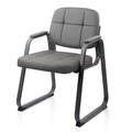 Clatina Waiting Room Chair | Leather Guest Chair with Padded Arms No Wheels for Office Reception Conference Desk with Sled Base Grey, 1pk
