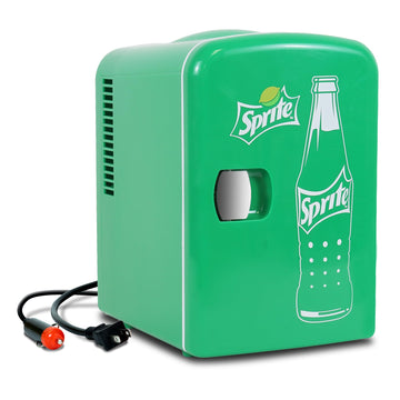 Sprite Mini Fridge - 6 Can Refrigerator for Bedroom Office, Portable Table Top Beverage Cooler, 12V 110V Refrigerador For Drinks, Soda, Wines, Use In Car, Dorm, Outdoor, Patio