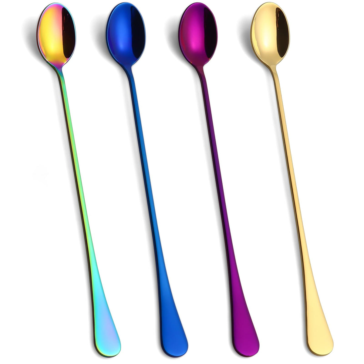 9.5-Inch Long Spoons for Ice Tea, Ice Cream, Coffee - Stainless Steel Stirring Spoons, Set of 4