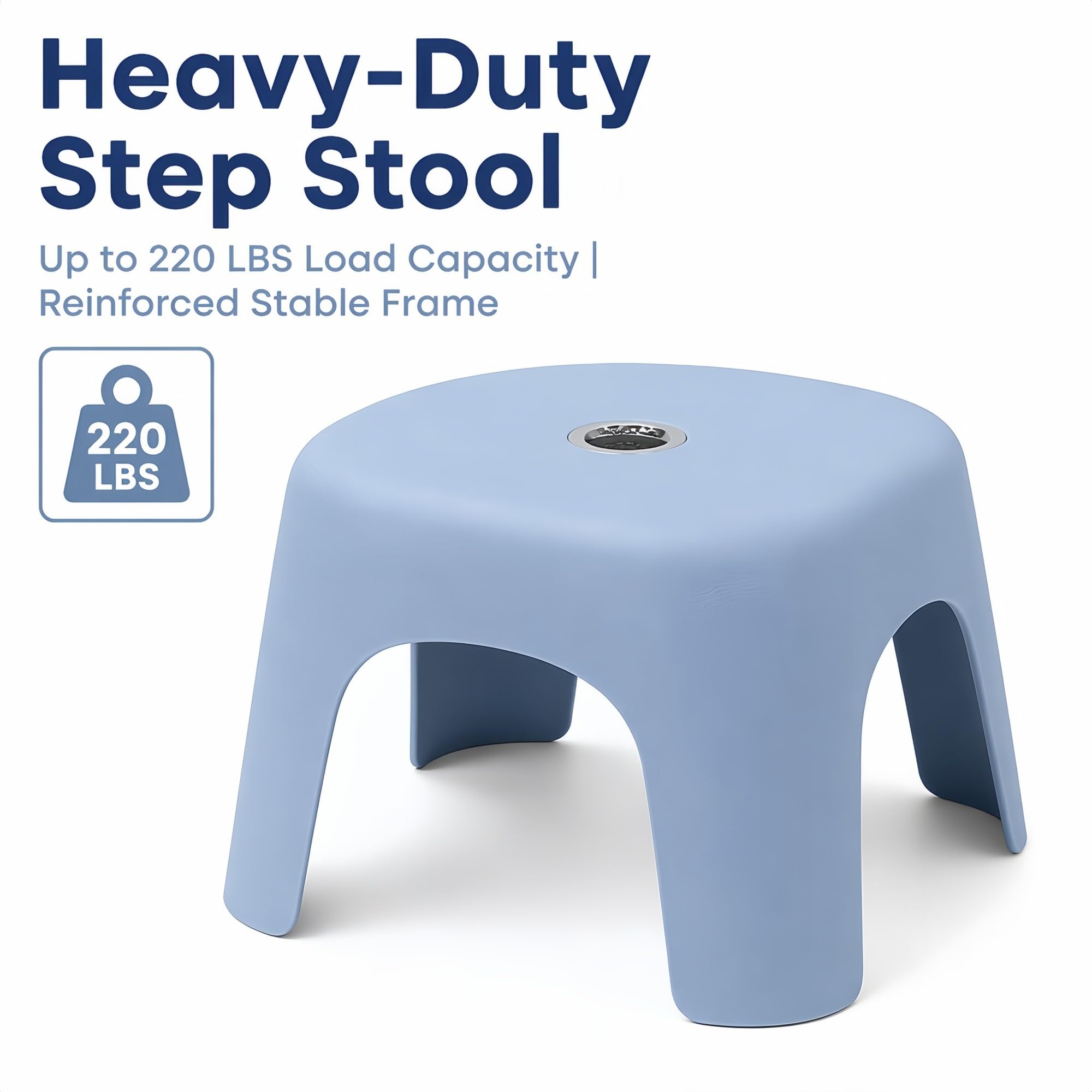 Small Plastic Step Stool - Heavy Duty Abs Shower Stool, Anti-slip Bath Stool for Adults | Compact Foot Stool for Bathroom, Kitchen & Garden