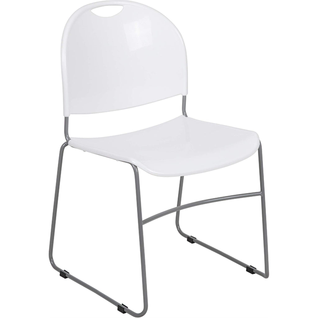 Flash Furniture Hercules Stack Chair, White, Set of 1, White Plastic/silver Frame