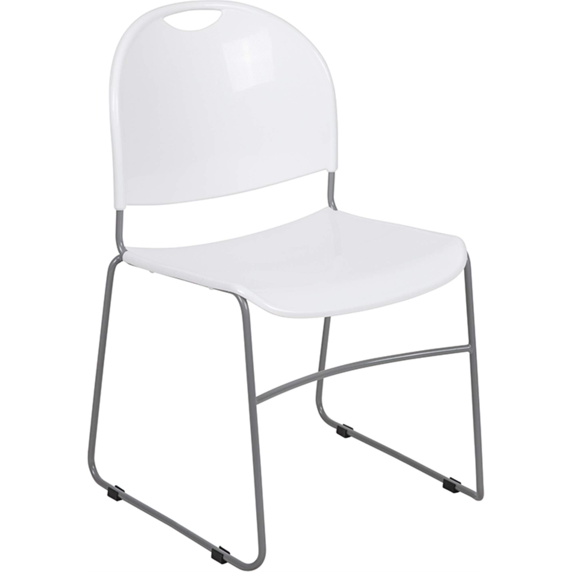Flash Furniture Hercules Stack Chair, White, Set of 1, White Plastic/silver Frame