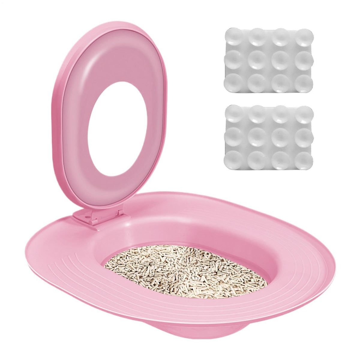 Cat Toilet Trainer - 15.35 Inches PPCat Litter Tray | Suction Cup Fixation Pad,| Bathroom Training Tool | for Kitten, Adult Feline, Home Hygiene, Waste Reduction, and Daily Pet Use