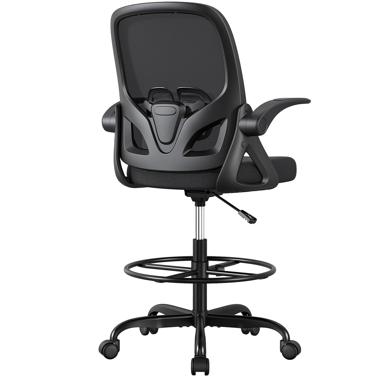 Orrsaker Drafting Chair, Tall Office Chair with Flip-up Arms, Mesh Ergonomic Computer Standing Desk Chair with Adjustable Height Foot Ring and