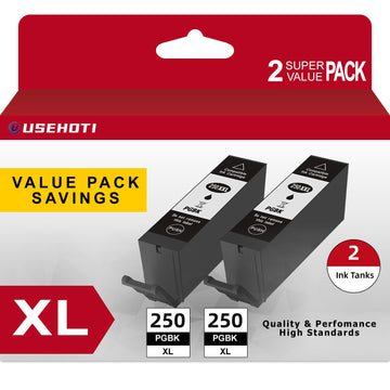 PGI-250XL PGBK Ink Cartridges, 2-Pack Large Black 250XL Printer Ink Compatible with Canon PIXMA MX922 MX920 iP8720 iX6820 MG5520 MG6320 MG6420 MG6620 MG7120 MG7520