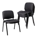Clatina Set of 5 Pack Stackable Waiting Room Chairs Fabric Black Reception Chair Metal with Thickened Seat Back Cushion for Waiting Conference
