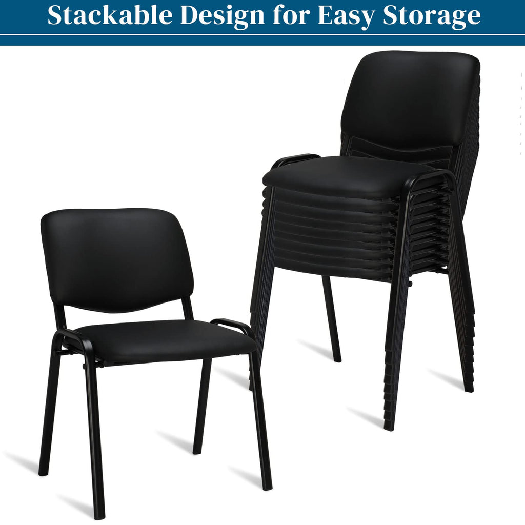 Vingli 10-pack Waiting Room Chairs, Stackable Chair for Office, Pu-black