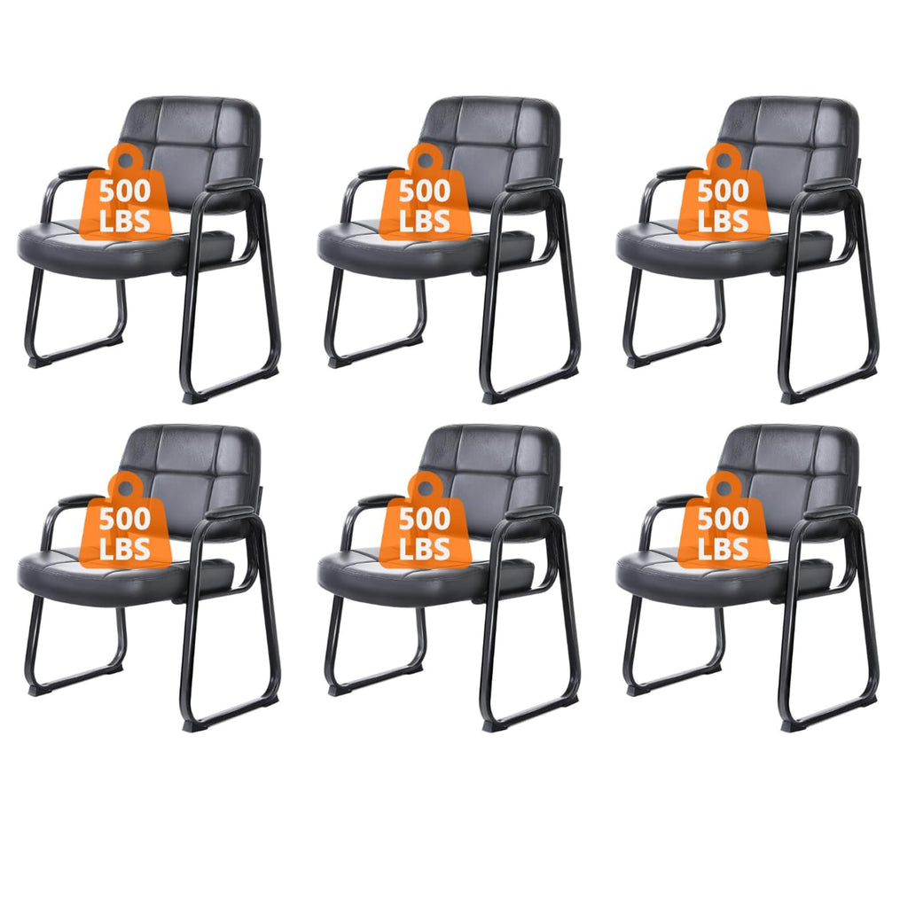 Clatina Big & Tall 500 Lbs Waiting Room Chair, Leather Office Reception Guest Chair Sled Base with Padded Arms for Elderly Home Desk Conference