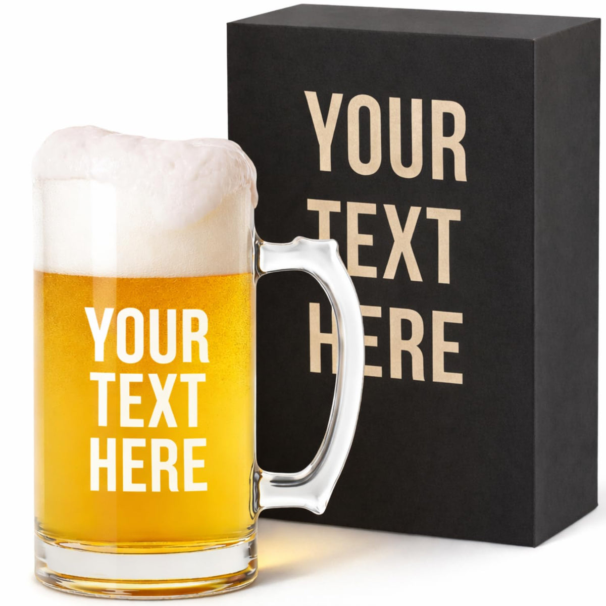 Personalized Beer Mug 16 oz Engraved Beer Glass with Custom Text - Customized Drinkware - Unique Gift for Dad, Husband, Birthday, Wedding, Anniversary, Father's Day