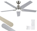 52 Inch Ceiling Fans with Lights: Brushed Nickel Ceiling Fan with Light and Remote for Bedroom Living Room Dining room Patio, 3CCT Dimmable 6 Speeds Reversible Quiet DC Motor