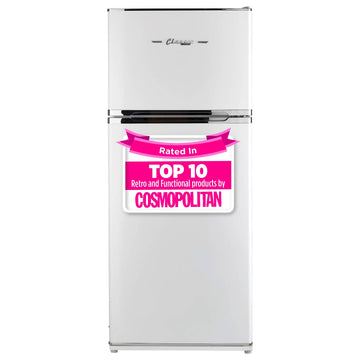 Unique Appliances Off-Grid Classic Retro Solar Powered DC Refrigerator with Top Freezer, Fridge for Bedroom, Campsite, and Off-Grid Locations, 14 cu./ft., Marshmallow White