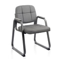 Clatina Leather Office Guest Chair with Sled Base, Reception Chair No Wheels with Armrests and Lumber Support, Stationary Desk Armchair for