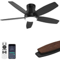 42 Inch Low Profile Ceiling Fans with Lights, Quiet Reversible Fan with DC Motor, Remote & APP Control, 6-Speed, 3 Color Temperatures, Dimmable, Ceiling Fan for Bedroom Living Room,Black