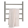 Wall Mounted Heated Towel Warmer Rack - 50W Energy Efficient Stainless Steel Radiator with 4 Bars Electric Drying Rack for Bathroom Brushed Finish Hard WiredDesign(