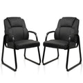 Clatina Leather Guest Chair with Padded Arm Rest for Reception Meeting Conference and Waiting Room Side Office Home Black with Sled Base 1 Pack