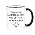 Bonus Dad Gifts from Daughter, Stepdad Father's Day Christmas Birthday Gifts from Step Daughter/Son - Look At You Landing My Mom And Getting Me As a Bonus Mug, 11Oz
