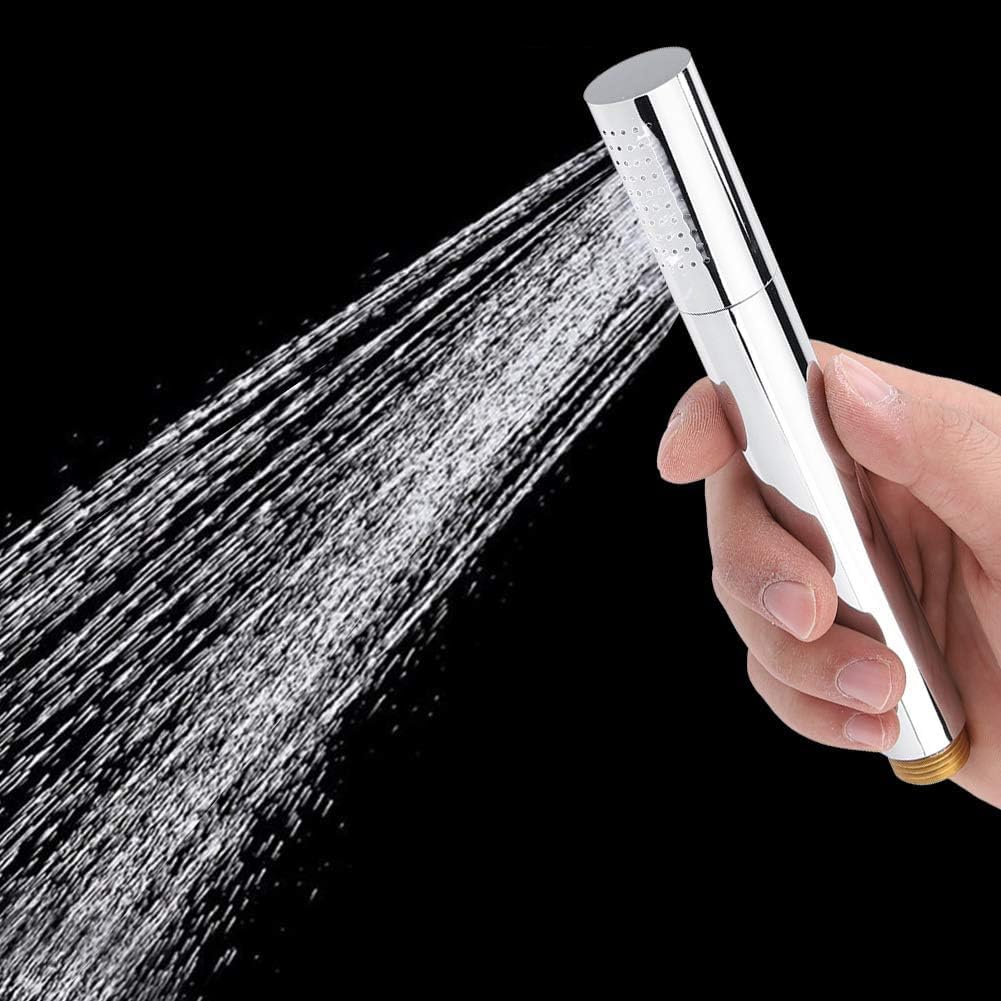Gavigain Handheld Shower Head,Washable Brass Cylindrical Hand Showerhead,Resistant Detachable Polished Handheld Shower Head for Bathroom