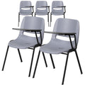 Flash Furniture 5 Pack Hercules Series 880 Lb. Capacity Gray Ergonomic Shell Stack Chair with Black Frame, Set of 5, Grey