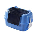 Fully Covered Cat Litter Box Hooded Litter Tray Convertible Potty Pan Easy to Install for Bathroom Home Dormitory- Blue